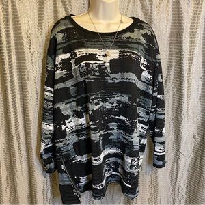 Ali Miles Black/Gray/White Top with Side Zippers XL